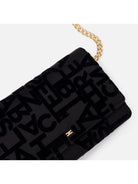 Elisabetta Franchi Borsa a Tracolla Nera In Raso Lettering Donna BS22A46E2 110 - Stilato