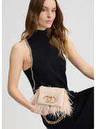 Borse a tracolla Donna Liu Jo - Borsa piccola LaPuffy con piume - Cipria