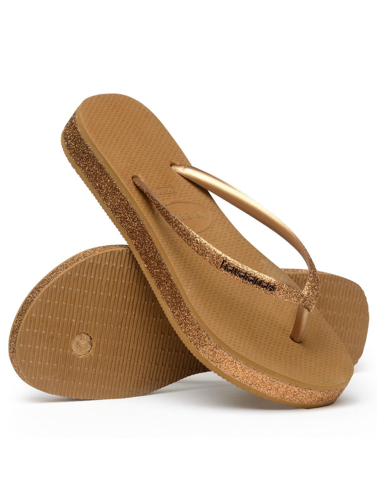 HAVAIANAS Infradito Donna Hav. Flatform sparkle 4147256.1856 Marrone - Stilato