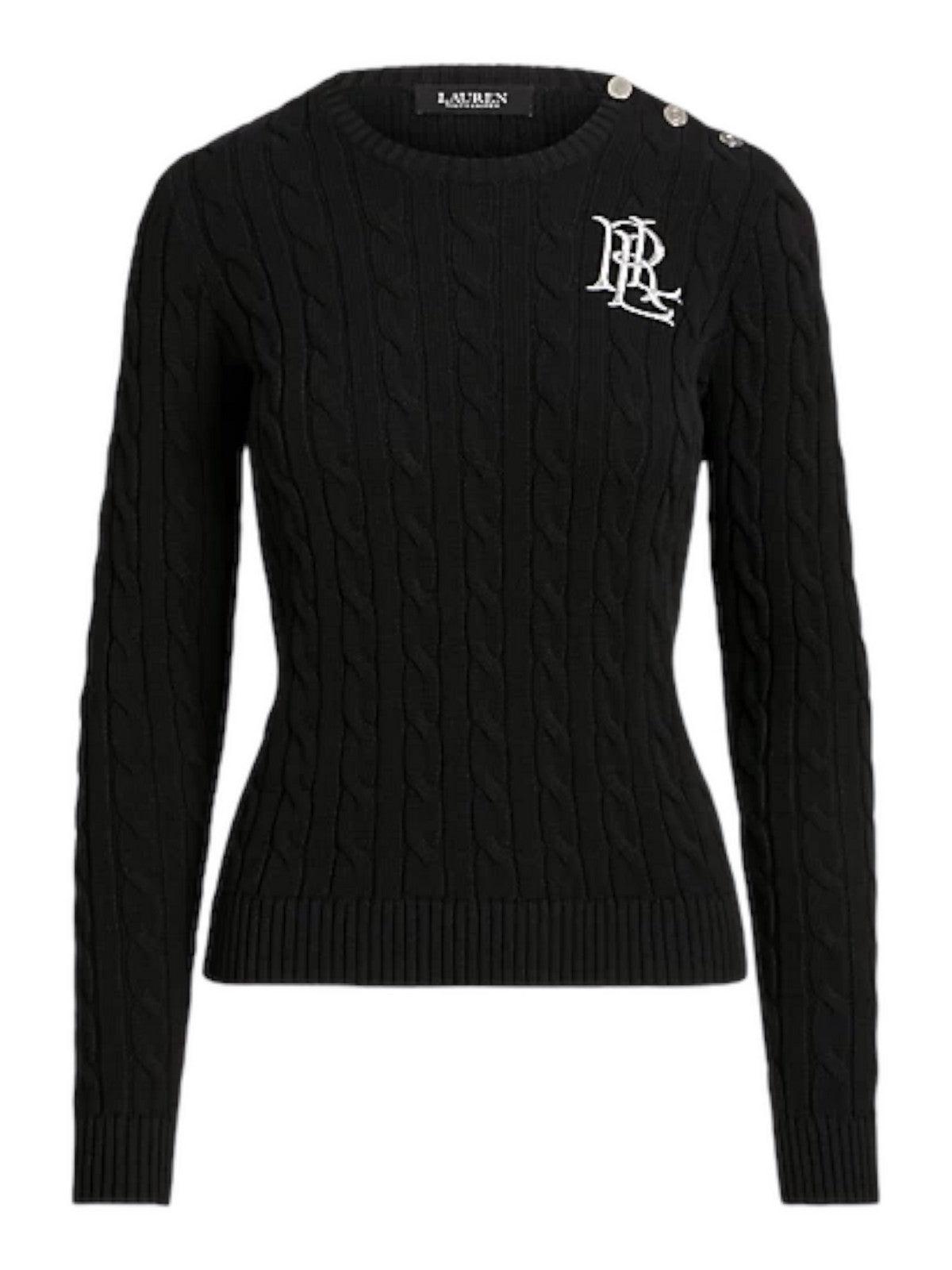 Ralph deals Lauren Women's Black Ribbed Knitted Sweater Size Medium