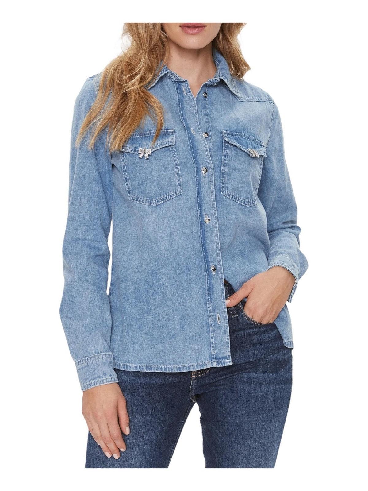 GUESS Camicia Donna Riky L/S Shirt W4RH75 D59K1 GALM Blu - Stilato