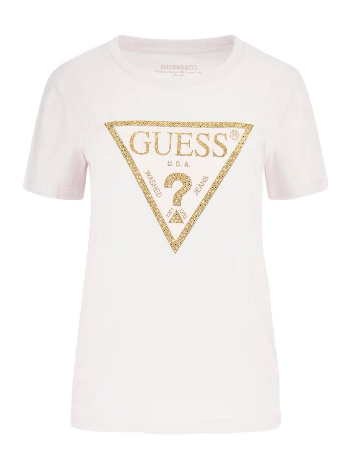 GUESS T-Shirt e Polo Donna Ss Cn Gold Triangle W4RI69 J1314 A60W Rosa - Stilato