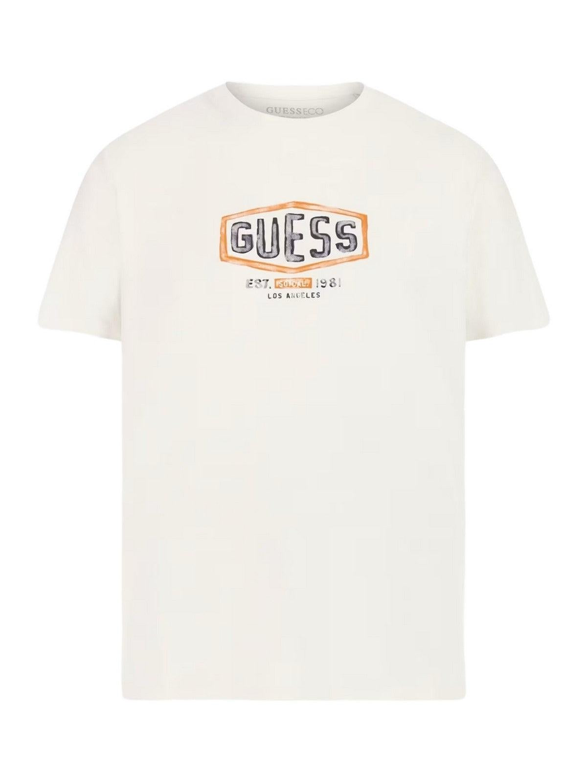 GUESS T-Shirt e Polo Uomo SS CN GUESS BOX CRAC M4RI33 J1314 G011 Bianco - Stilato