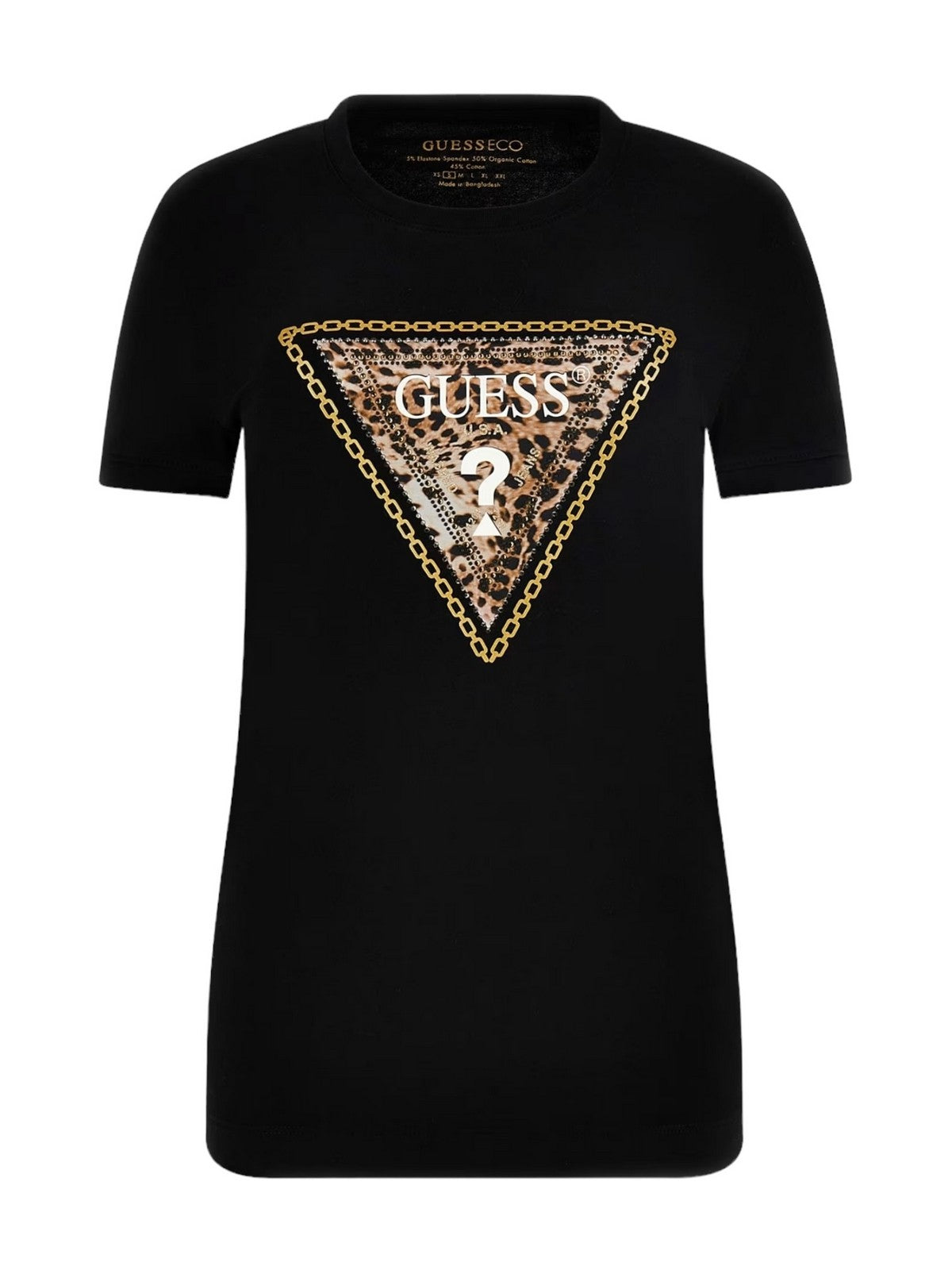 GUESS T-Shirt e Polo Donna SS CN TRIANGLE LEO TEE W4YI40 J1314 JBLK Nero - Stilato