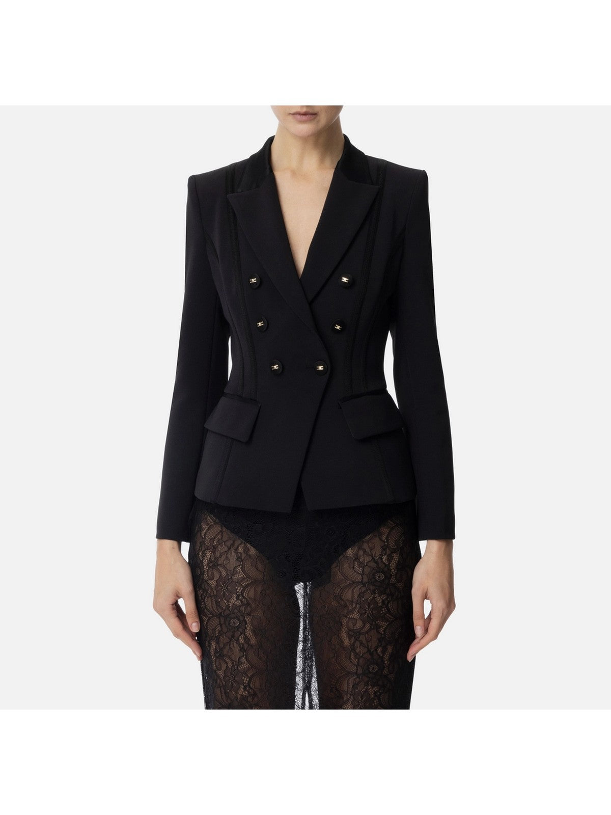 スーツ ELISABETTA FRANCHI Women Suit Jackets GI14251E2 110 BLACK ELISABETTA FRANCHI Women's jacket GI14251E2-110 black