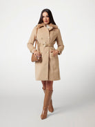 GUESS Cappotto Donna AMELIA DOUBLE BREAST BELT COAT W4BL46 WGKI2 G1FE Beige - Stilato