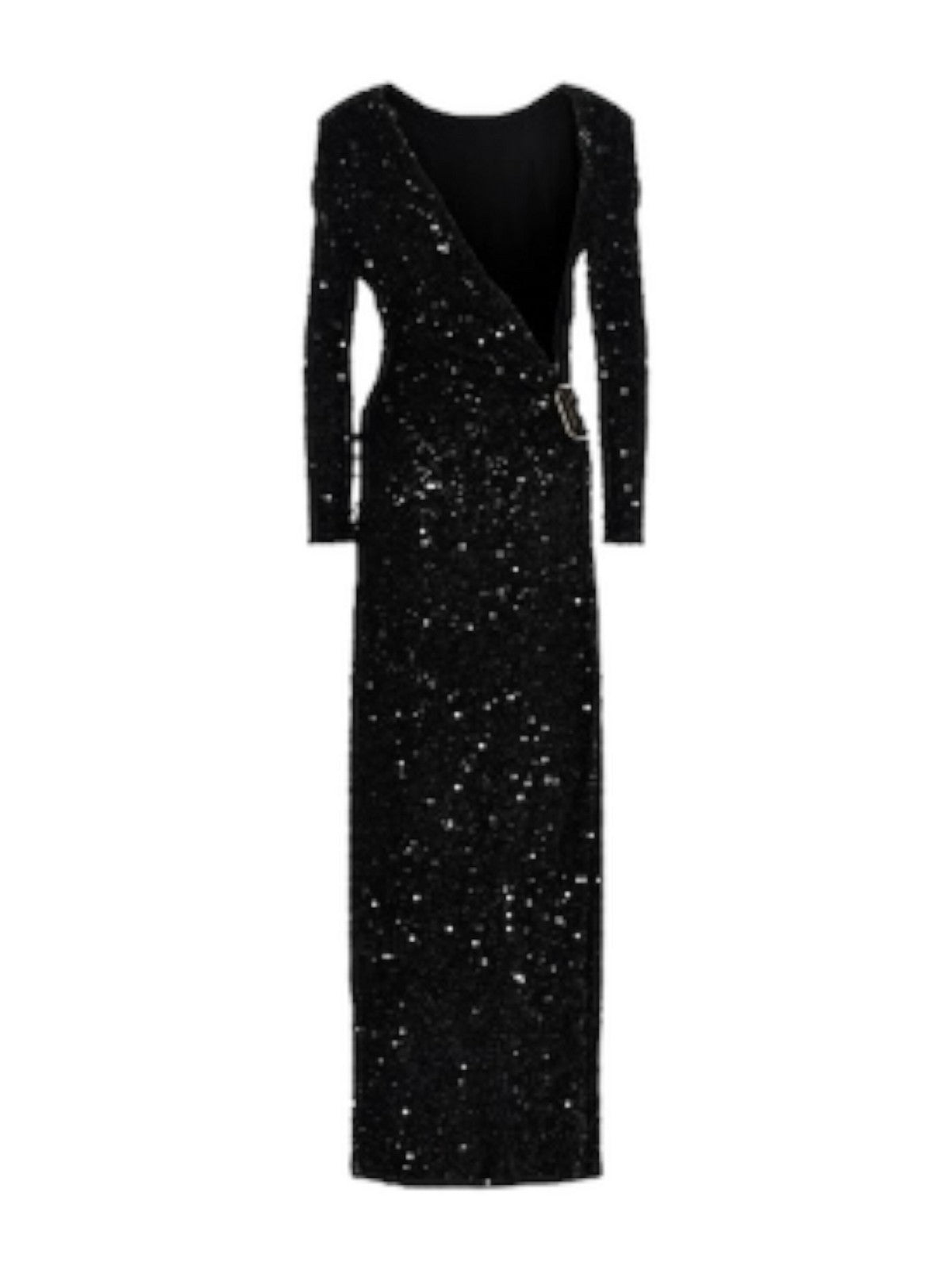 Elisabetta Franchi Black Dress In Chenille Embroidered With Sequins AB69447E2 110