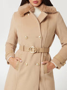 GUESS Cappotto Donna AMELIA DOUBLE BREAST BELT COAT W4BL46 WGKI2 G1FE Beige - Stilato