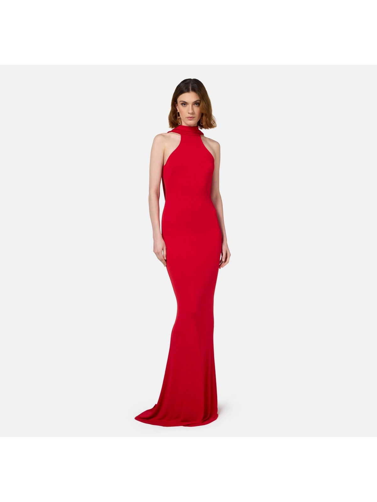 【ELISABETTA FRANCHI】キュプラジャージ レッドカーペットDRESS Elisabetta Franchi Red Carpet Jersey Women's Dress Red