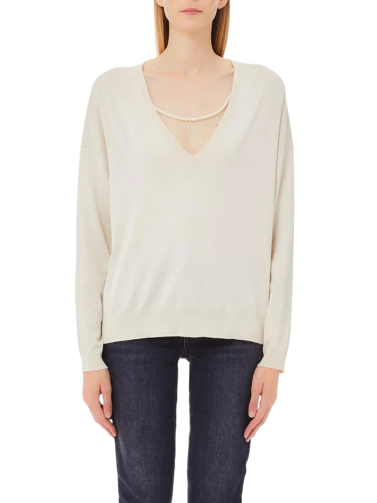 Pulls femme Liu Jo Pull avec perles Beige – Stilato