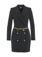 Robe Manteau Donna Nero Elisabetta Franchi in Crêpe Stretch Con Cintura - AB65746E2 110 - Stilato