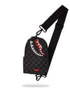 Sprayground Tracolla Nera Uomo Drip Check Shark Sling 910B6569NSZ - Stilato