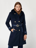 GUESS Cappotto Donna AMELIA DOUBLE BREAST BELT COAT W4BL46 WGKI2 G77G Blu - Stilato