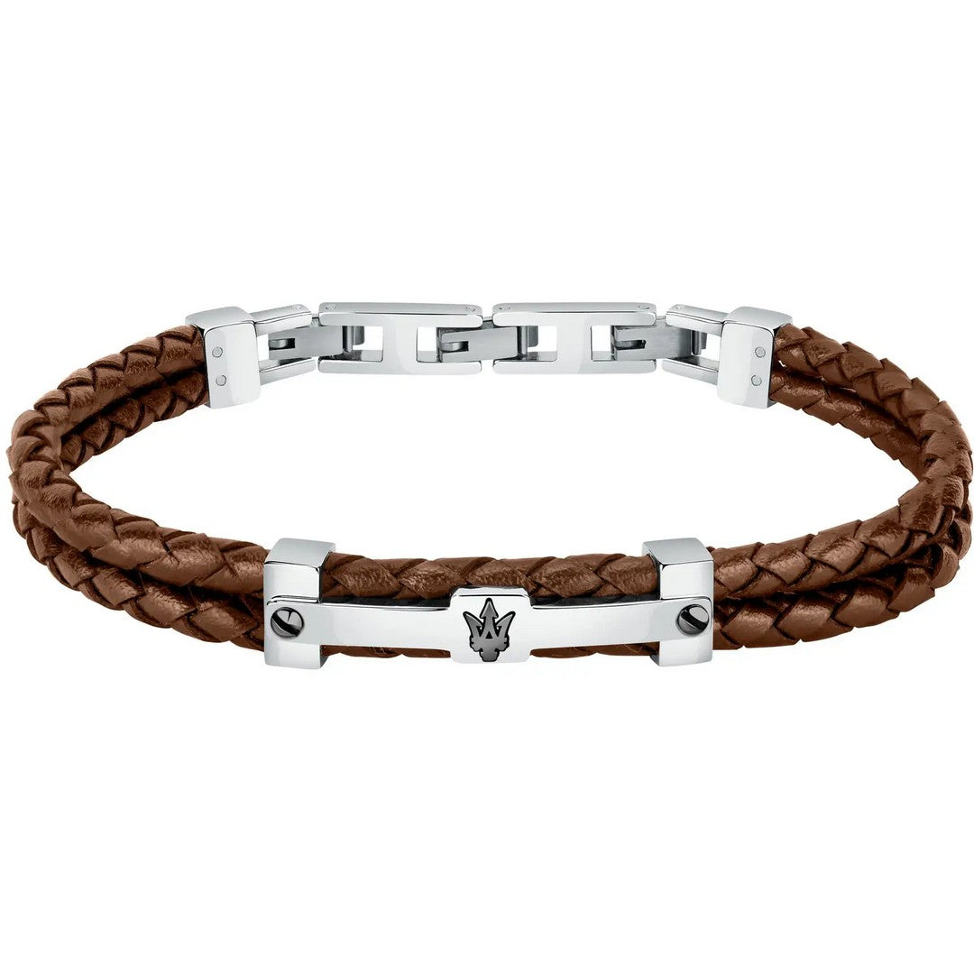 Bracciale Uomo Maserati J Br. Bn. Recy. Lea+Ip Blk - JM422AVE12 - Stilato