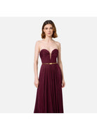 Abito Elisabetta Franchi Rosso Red Carpet in Jersey Lurex Plissettato Con Cintura - AB62847E2 CG3 - Stilato