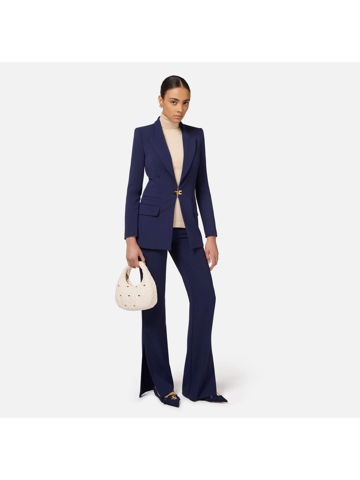 Tailleur Donna Blu in Doppio Crêpe Stretch Elisabetta Franchi - TP00146E2 B75 - Stilato